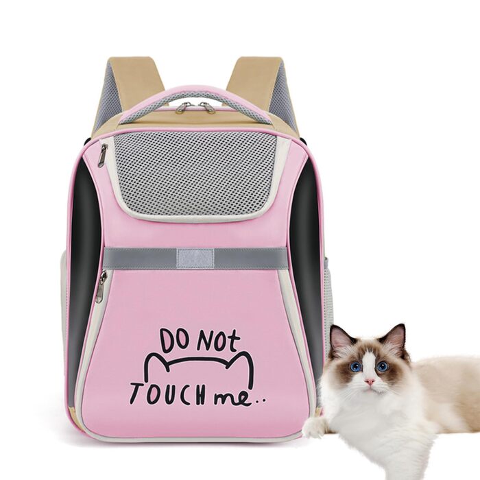 Транспортна переноска для кота та собаки PJDDP Rosa - рюкзак для тварин з сітчастими вікнами, рожевий