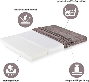 Ортопедична подушка для собак ONVAYA з Memory Foam, сіра, розмір L, пральна при 95°C, ліжко-матрац для собак