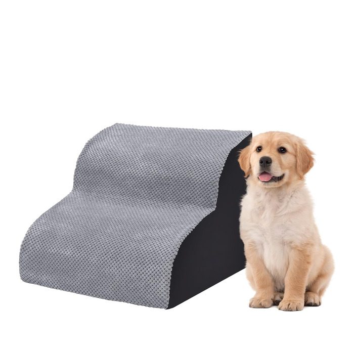 Сходинка для собак Fellie: портативна, 2-ступенева, знімний чохол, для маленьких собак та котів, сіра