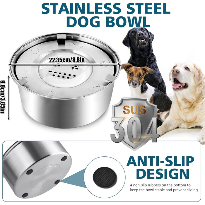 Миска для собак Slow Feeder з гелевими вставками, запобігає ковтання, великі миски для собак, аксесуари для собак, покращує травлення (миска для води)