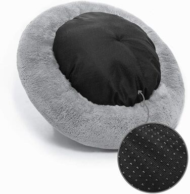 Кругле ліжко для собак ZINN, м'яке, миється, велике, світло-сіре, розмір M (70 см)