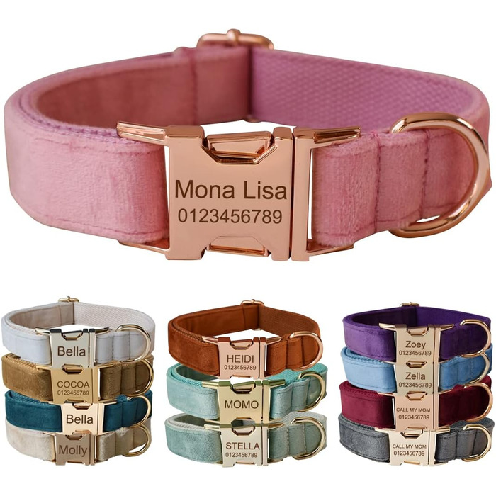 Іменний нашийник для собак з металевою застібкою, індивідуальні адресники для тварин з гравіюванням імені, телефону та адреси (Стиль А)