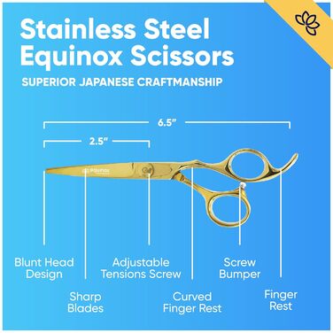 Професійні ножиці для стрижки волосся Equinox Razor Edge Series – 6,5 дюймів (золоті)