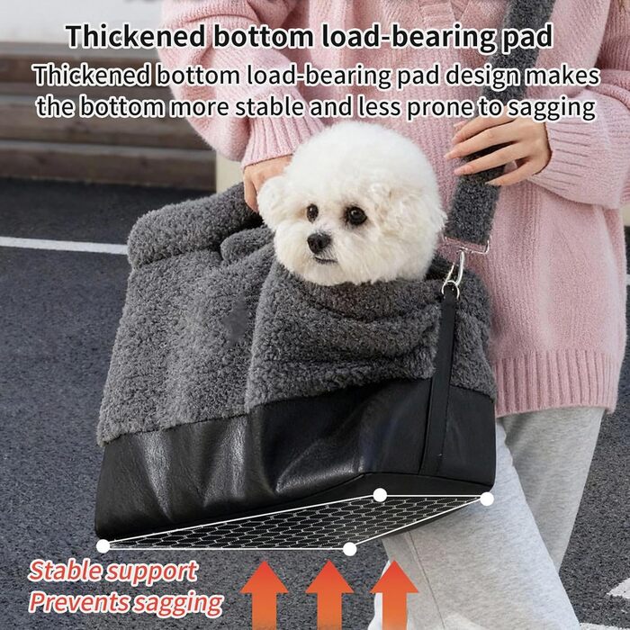 Транспортувальна сумка для собак - м'яка переноска для маленьких собак, легка та портативна, схвалена авіакомпаніями, з сіткою для вентиляції та плечовим ременем (сіра)