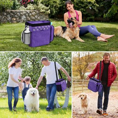 CLAWIST Сумка для собак у подорожах з контейнерами для ласощів та корму, фіолетовий, для авіаперельотів, аксесуари для собак