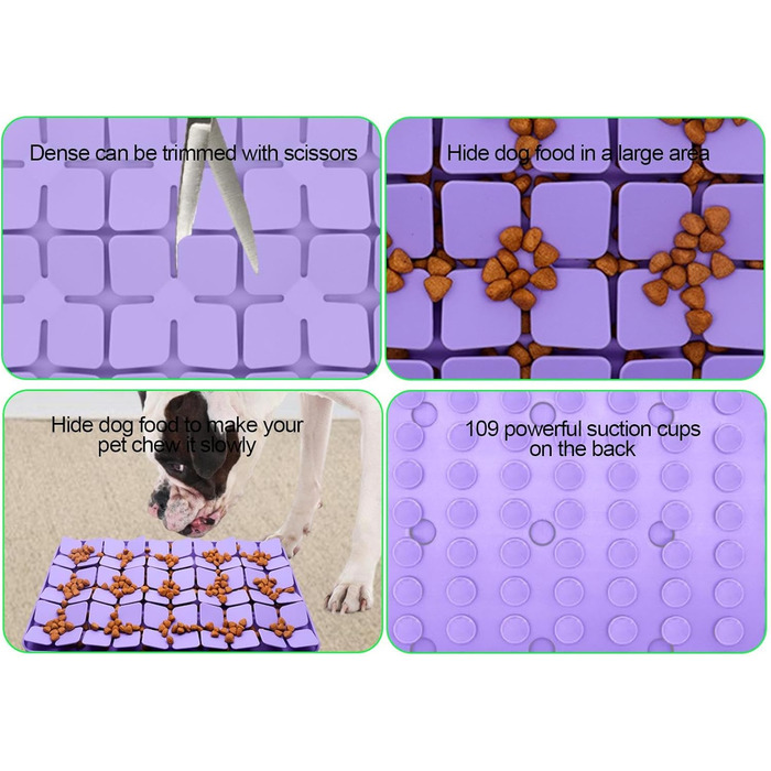 Килимок для собак Katzenschlamm з силіконовими кульками та присосками, лінза для собак, зменшує нудьгу, підходить для ласощів та корму, фіолетовий