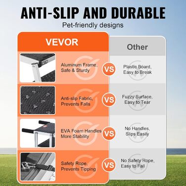 Сходинка для собак VEVOR - 5 сходинок, 77-81 см, для авто, SUV та LKW. Легка та складана, з антиковзким покриттям