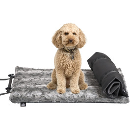 Водонепроникна собача підстилка HS-Hundebett Outdoor M 65x95 см, прана, 3 см наповнювач, для дому та подорожей, сіра, вироблено в Німеччині