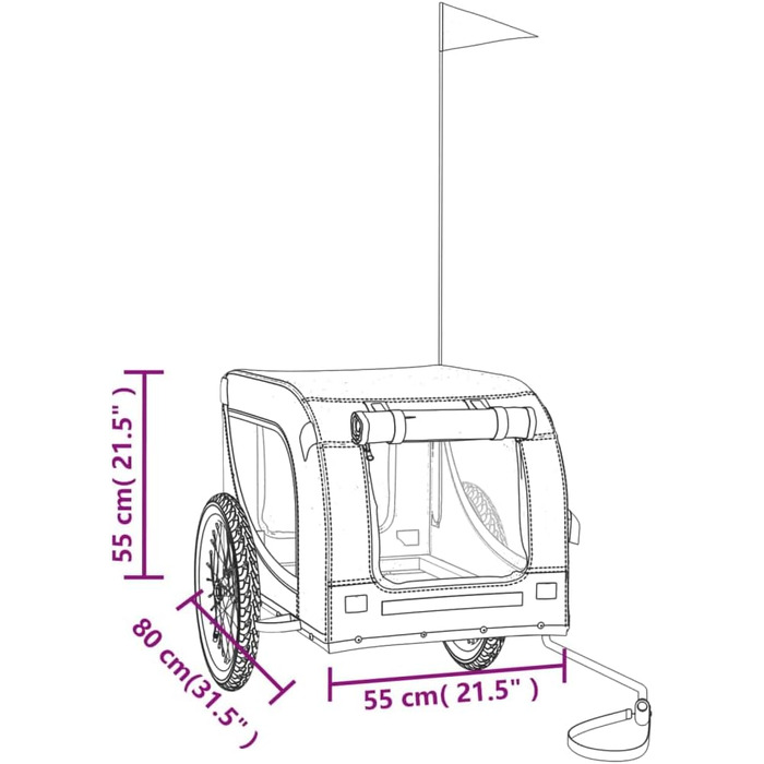 Причіп для велосипеда, переноска для собак, 136x69x73,5 см, оранжевий та чорний