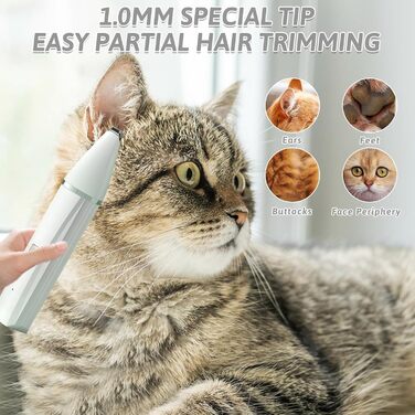 Машина для стрижки собак та котів 4 в 1 з 4 насадками: стрижка, триммінг, шліфування кігтів, видалення посічених кінчиків. Водонепроникна, для догляду за лапами, обличчям, тілом. Зелений/Білий колір