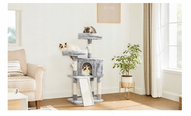 Дряпалка для котів Feandrea 101 — 160 см, сіра, сизаль, 4 рівні