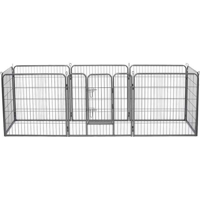 Клітка для цуценят та дрібних тварин Lionto, 80x80 см, розширювана, для дому та саду, з дверцятами та засувом, 8 елементів