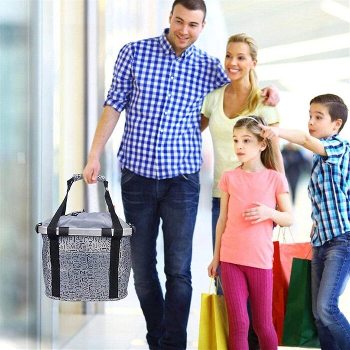 Знімний велосипедний кошик для тварин - складана передня сумка - переносний візок для котів та собак (сірі літери)