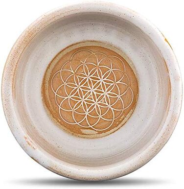 Керамічна миска для собак і котів Naftie Mandala, біла, ручна робота, 0,3 л, 14-15 см