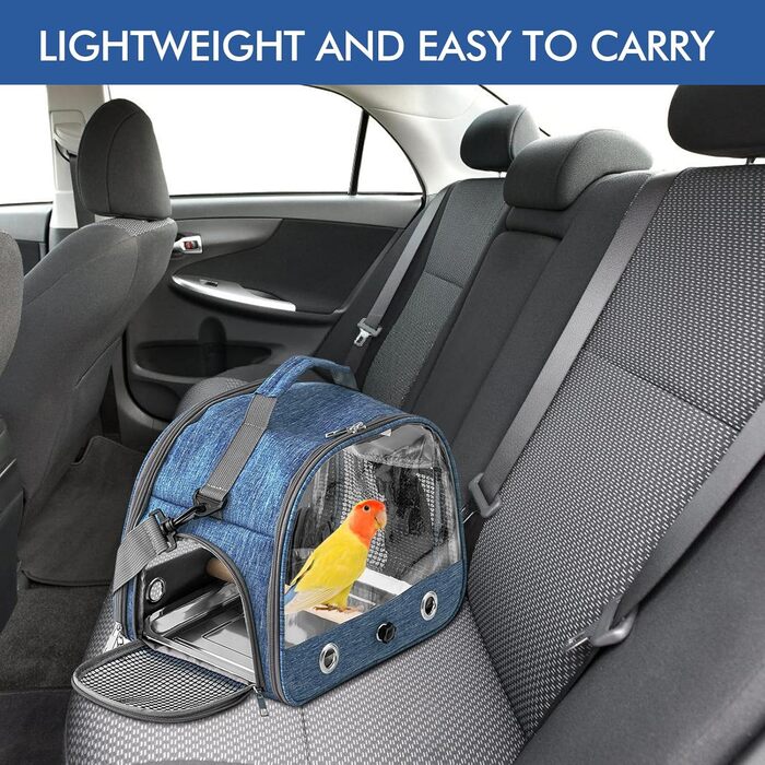 Транспортний бокс для птахів: рюкзак-переноска з підставкою та підносом з нержавіючої сталі, легкий та дихаючий, для подорожей з папугами та канарейками (33*17*26 см)