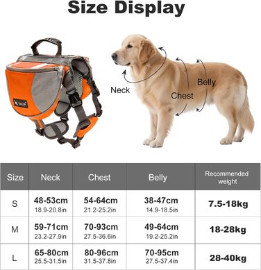 Шлейка для собак PETCUTE середнього та великого розміру, регульована, для прогулянок, тренувань, з відбиваючими елементами та ручкою (Помаранчевий, S)