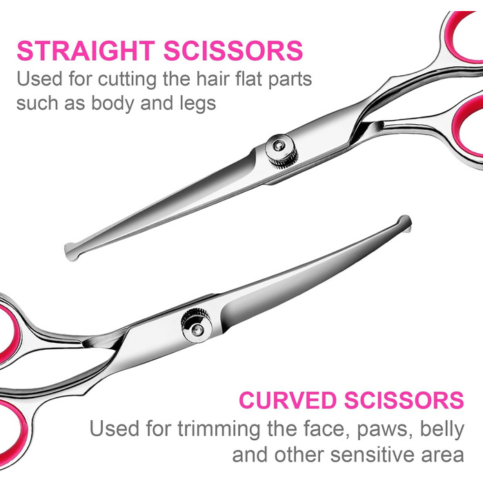 Професійний набір для грумінгу собак 6-в-1: ножиці з безпечними закругленими кінцями, титанове покриття
