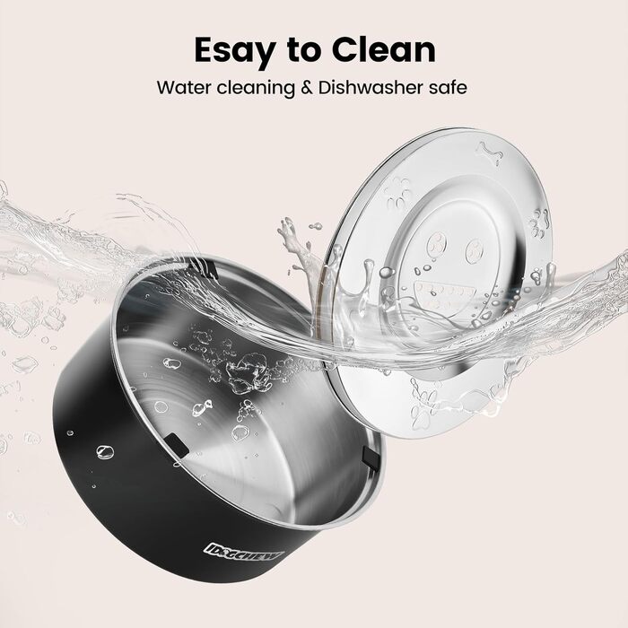 Миска для собак IDOGCHEW 3L з нержавіючої сталі, проти проливання, з антиковзним дном, чорна