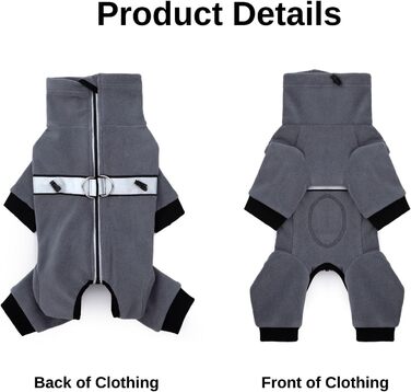 Теплі зимові куртки для собак, флісові комбінезони з D-кільцем, для малих та середніх собак, сірий колір, розмір XL XL