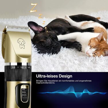 Професійна машинка для стрижки собак Leise, IPX7, бездротова, для довгої та густої шерсті, золота