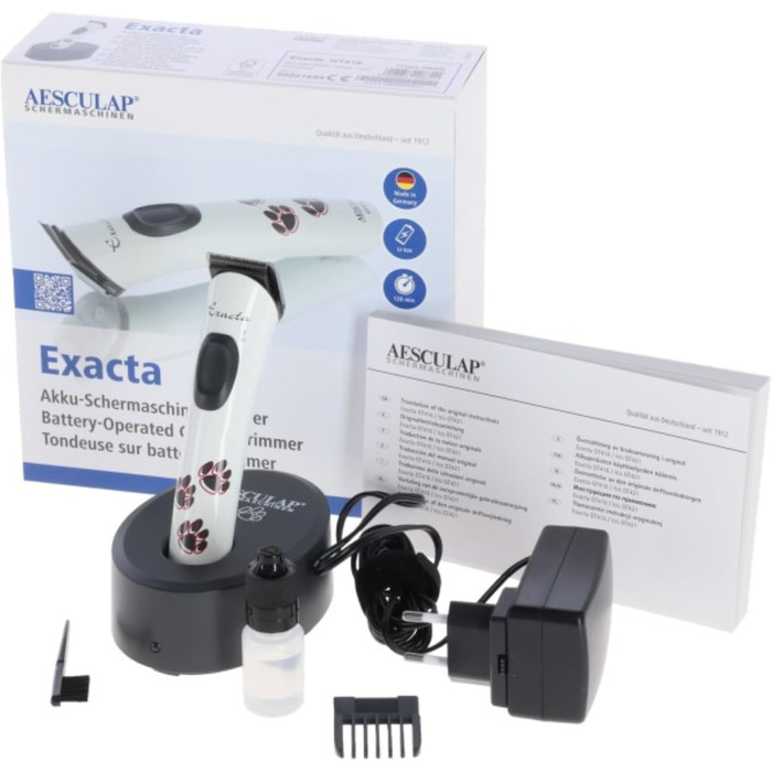 Машинка для стрижки собак Agrarzone Edition Aesculap Exacta, біла - з запасним лезом, триммер для лап, тиха, без вібрації, легка