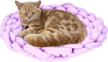 М'яке кругле ліжко для котів Pfotenolymp Pawlympic, вовна, лілове, 40x14x40 см, легке та переносне, стильний дизайн