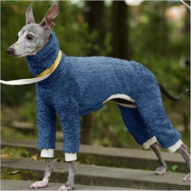 Теплий флісовий комбінезон для собак з принтом грейхаунд, з коміром-стійкою, підходить для афганських хаундів (J, XXL)