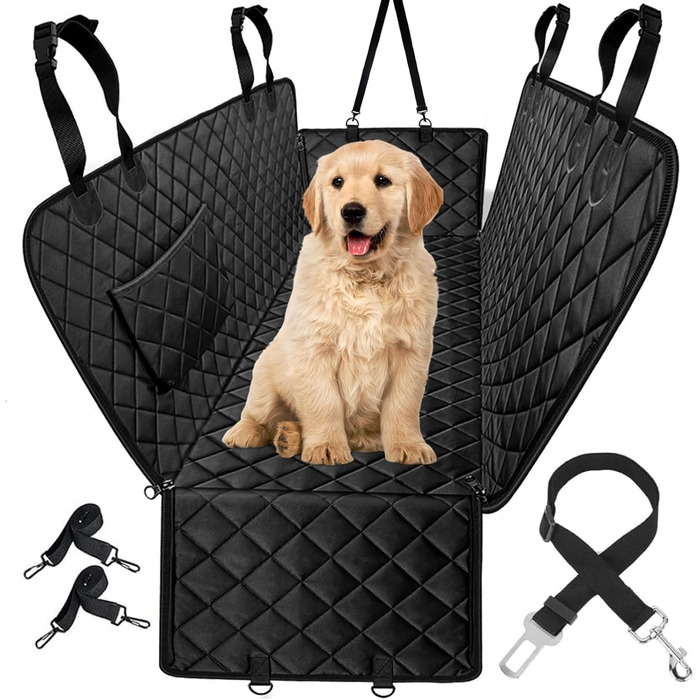 Захист для заднього сидіння автомобіля для собак, водовідштовхувальний, з кріпленням на ремінь безпеки, підходить для всіх авто, мінівенів, SUV