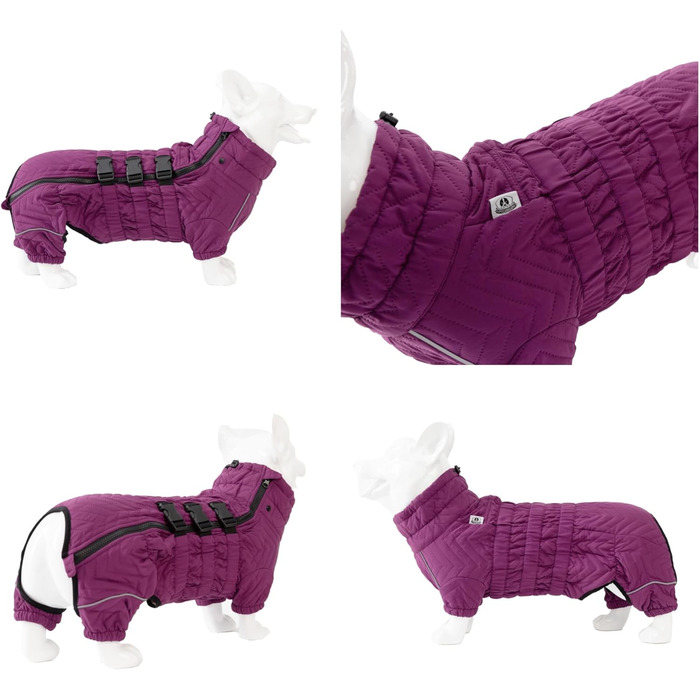 Теплий зимовий одяг для собак, жилет, куртка, для чотирилапих, вітро- та водонепроникний, з відбиваючими елементами, для Коргі та Такс, фіолетовий, D-M