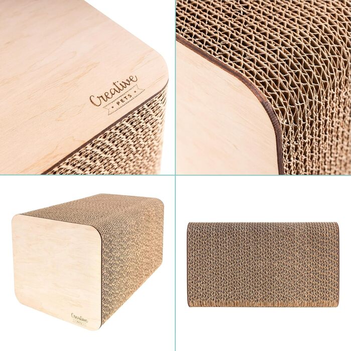 Кігтеточка для котів з гофрокартону | Міцна, велика, 2-в-1 (кігтеточка + будиночок) | 37 x 21,5 x 21,5 см