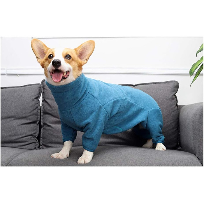 Зимовий одяг для собак: теплий комбінезон-мантій з захистом від випадання шерсті та вітру. Підходить для малих, середніх та великих собак (L, блакитний)