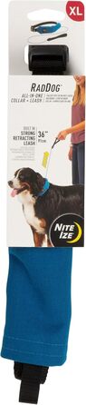 Nite Ize Raddog нашийник-повідок для собак XL, міцний, з інтегрованим висувним повідцем, 50,8–63,5 см, синій