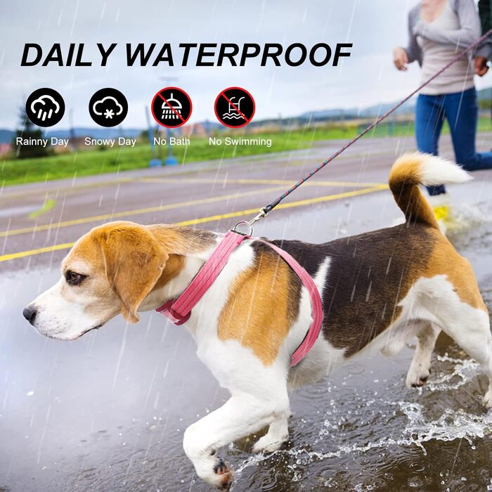 Світлодіодне обіднє світловідбиваючий жилет для собак PZRLit, м'який, регульований, перезаряджуваний (зелений, рожевий, середній)