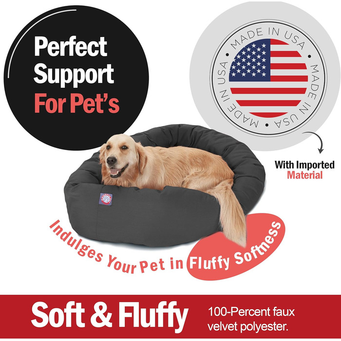 Ліжко-бублик для собак Pet Products, 40 дюймів, сіре