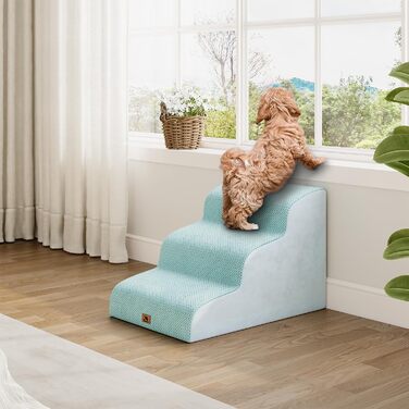 Сходинка для собак маленьких порід, 3 сходинки, 40 см, для дому, антиковзка, для котів та собак, сіра (блакитна)