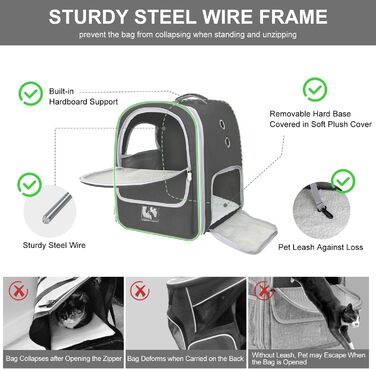 Рюкзак-переноска для котів та собак, дихаючий, для маленьких та середніх тварин, чорний