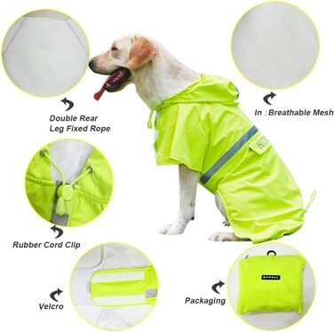 Водонепроникний дощовик для великих собак, зелений, розмір 6XL