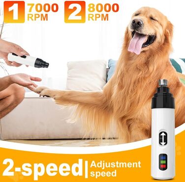 Електричний точило для собачих кігтів Silent Diamond Bit - безпечна електрична пилка для собак з 3 насадками, USB, 2 швидкості