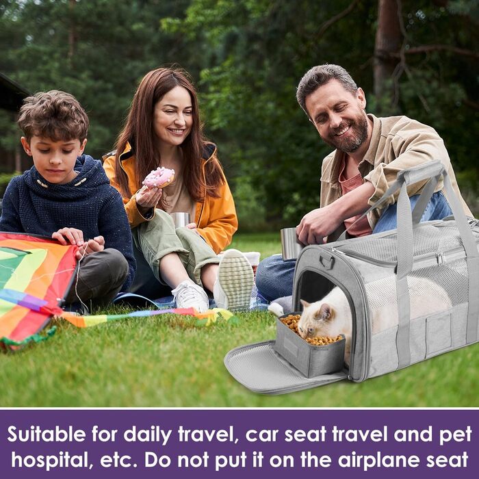 Транспортувальна сумка для тварин Foppla: Оксфордська тканина, дихаюча, складна, з мискою, для котів та собак, для подорожей