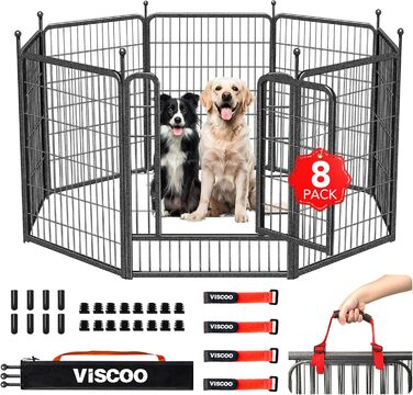 Металевий вольєр для собак на 8 панелей, 101,6 см, для великих, середніх та малих собак, з дверима, складаний, для вулиці