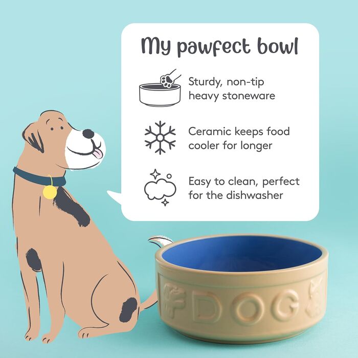 Миска для собак Mason Cash з порцеляни, з ручкою та синім написом, 15 см, 1 шт.