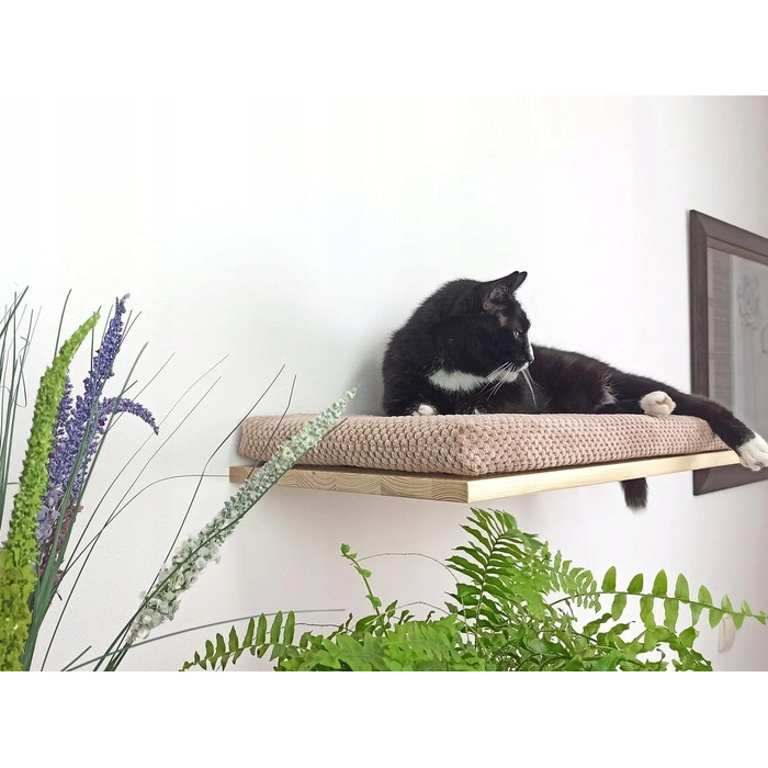 Настінна полиця для котів Cat's Atelier Cozy Nook, 60x37x6 см, натуральна