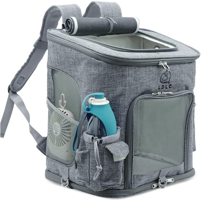 Рюкзак для собак і котів PETCUTE: складаний, з підкладкою, дихаючий, з регульованими ременями, сірий