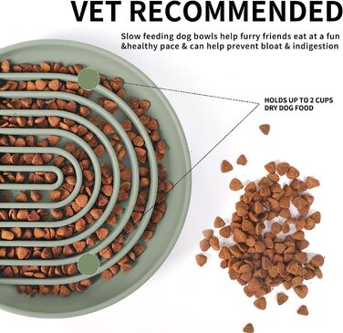 Повільний годівник для собак та котів, миска з силікону, пазл для здорового харчування, нековзна, для миття в посудомийній машині, сіро-зелений, без BPA