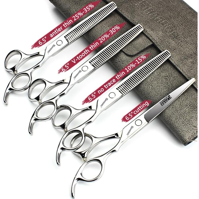 Набір професійних ножиць для грумінгу тварин 7/7.5 дюймів (Японія) 440C, вигнуті та розріджуючі, 3 шт. (фіолетовий)