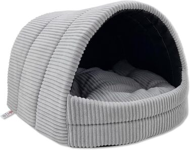 Будка для собак та котів ODOLPLUZ: комфортна, простора, 2 розміри, сірий корд (S)