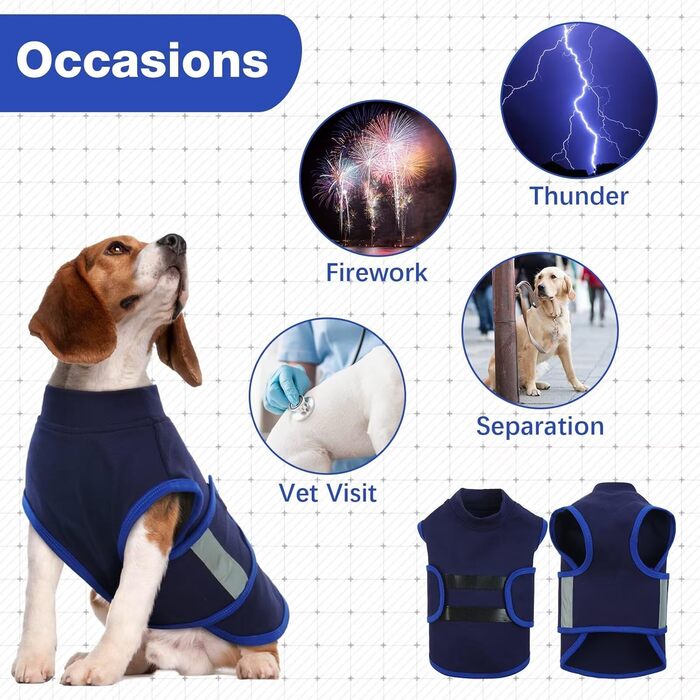 Жилет-заспокоювач для собак IECOii, регульований, з світловідбиваючими смугами, для собак маленьких порід, розмір S (XS, обхват грудей 30-41 см), темно-синій