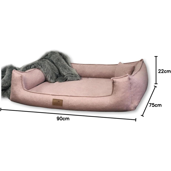 Ортопедичне собаче ліжко Tierlando® Goofy Couture з захистом для матраца, знімний чохол з меблевої тканини, для собак середніх та великих порід, 90x75 см, колір: пудрово-рожевий
