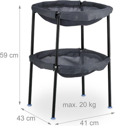 Крісло-гамак для котів Relaxdays, 2 яруси, сірий/чорний, 59x41x43 см