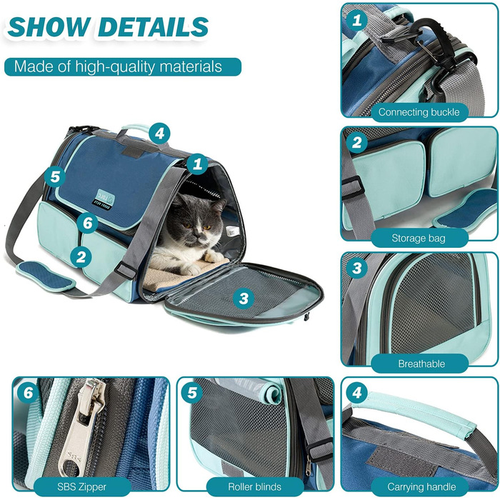 Транспортна переноска для собак та котів PETCUTE, дихаюча, складана, з м'яким матрацом, з плечовим ременем, сертифікована для авіаперевезень, жовта